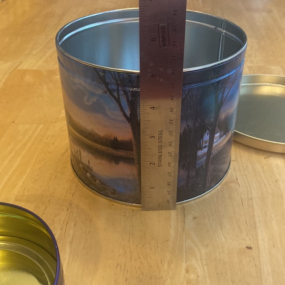 Holiday cookie or candy tins. 1 large. 2 small. See pics for size and scenes. - Picture 11 of 14